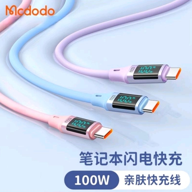 Mcdodo 100w 智能數顯快充數據線 支持iPhone 15全系列 親膚材質 雙頭Type-C 可搭倍思65w