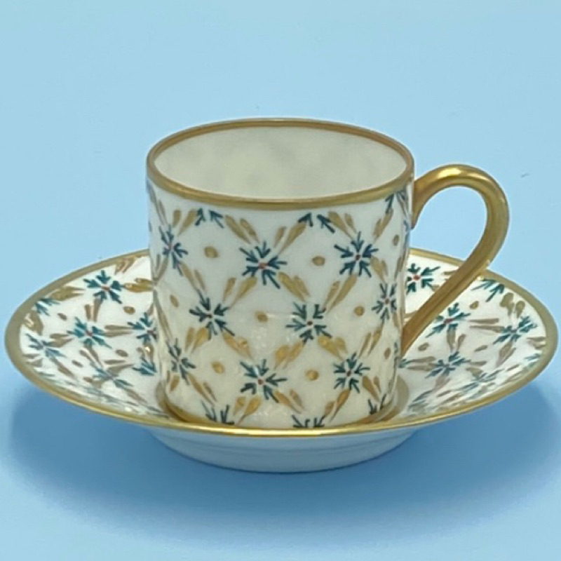 法國Limoges利摩日古董級手繪聖誕樹葉紋濃縮咖啡杯組（9983-2-33-13）80ml