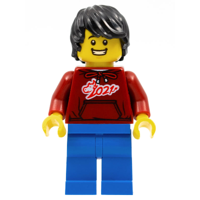 LEGO 樂高 人偶 新春系列 男性 Man 深紅色帽T 2021年 80107 hol228