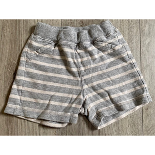 Uniqlo 嬰幼兒灰白橫條紋 內裡毛圈布 短褲 80號