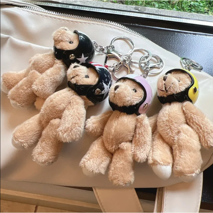 【FJstore】韓國連線ᴋʀ 安全帽小熊 吊飾 鑰匙圈 14cm 玩偶吊飾 熊熊