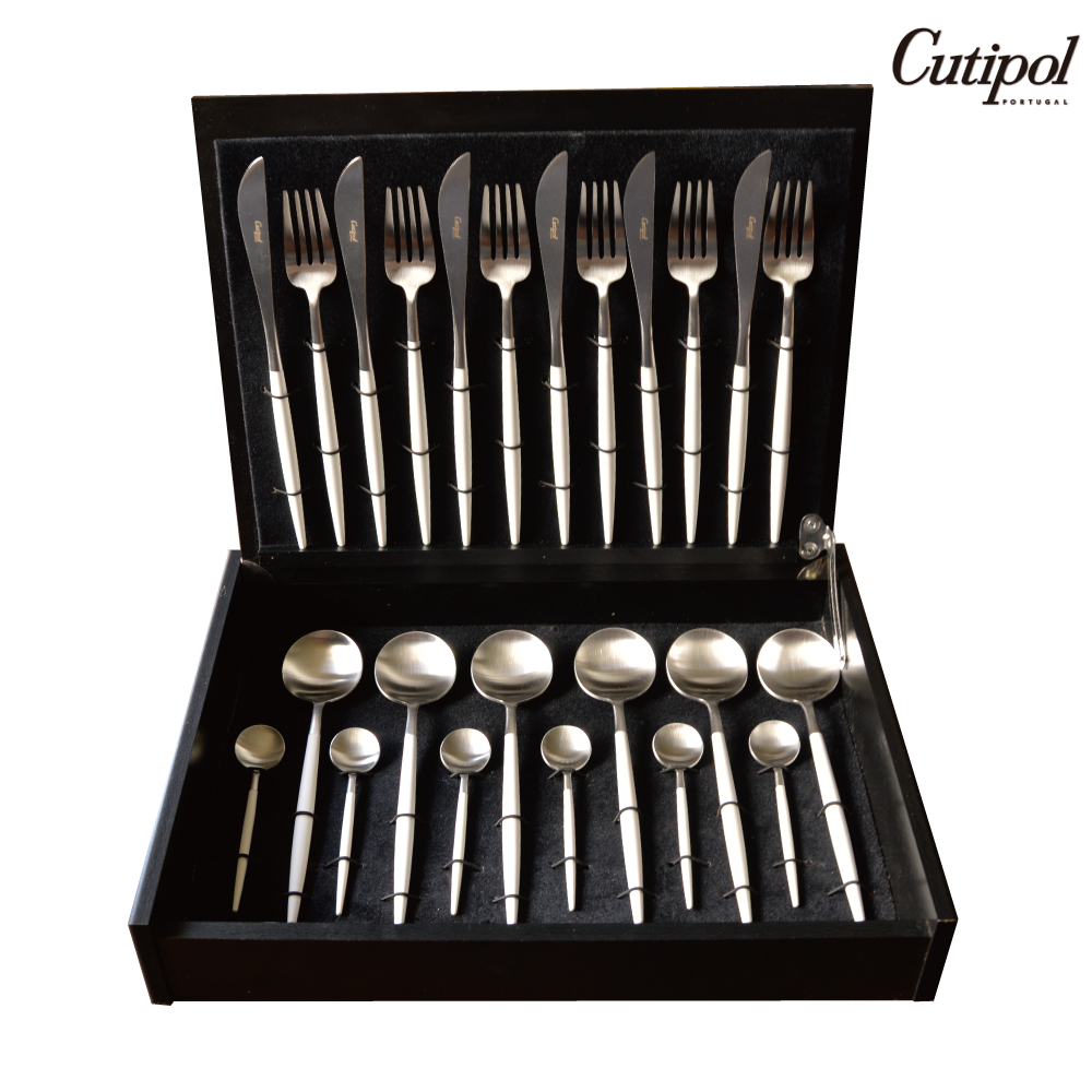 葡萄牙Cutipol-GOA白柄金系列餐具 主餐刀叉匙24件組 禮盒組