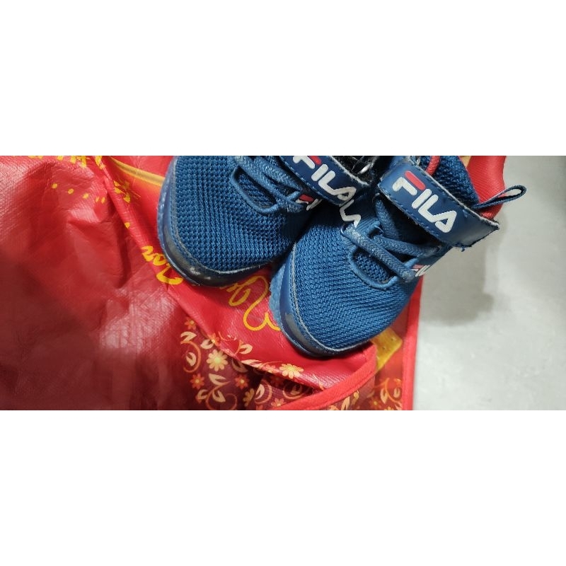 「二手」（需自洗）FILA KIDS 氣墊慢跑運動鞋 童鞋深藍 2-J426W-331 尺寸16cm