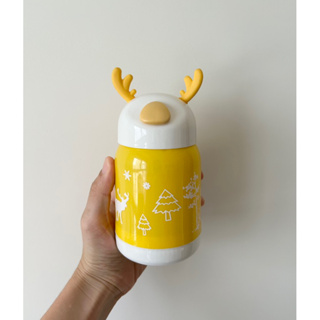 全新-家魔仕 黃色咪鹿玻璃瓶-350ml #便攜玻璃瓶/玻璃水壺/玻璃水杯/麋鹿玻璃瓶🫎 #聖誕禮物/交換禮物