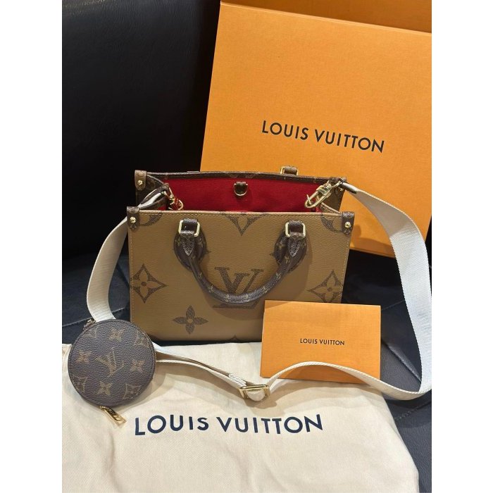 Louis Vuitton LV M46373經典ONTHEGO PM Monogram雙色帆布手提 現貨全配