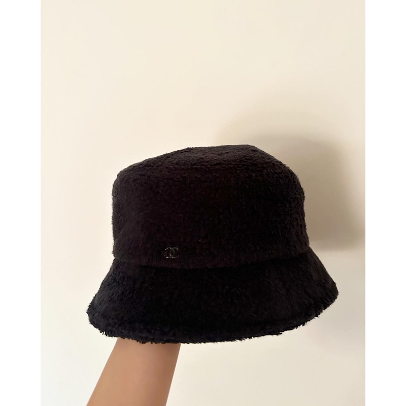 Chanel 黑色毛巾布漁夫帽🖤