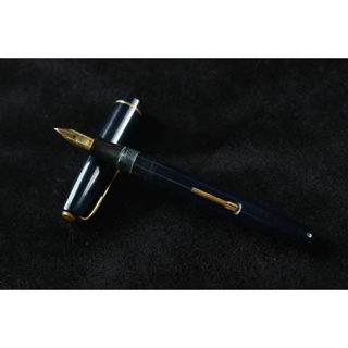 40年代 Watermans 華特曼古董筆 502 稀有漂亮黑色鋼筆 ，14K金彈性筆尖，槓桿上水，筆身銘刻清楚易見