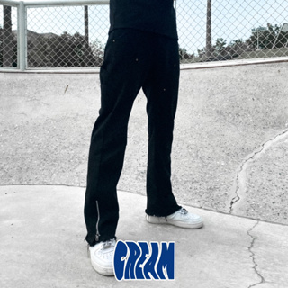 【 𝐂𝐑𝐄𝐀𝐌.𝐋𝐀𝐁 】精選褲款 MSTR-006 鉚釘丹寧直筒褲 褲管拉鍊破壞 美式街頭 嘻哈