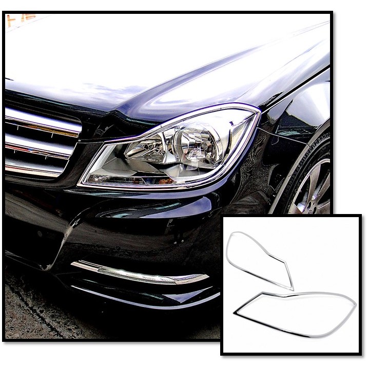 圓夢工廠 Benz 賓士 C W204 C300 C350 C63 2011~2014 改裝 鍍鉻銀 車燈框 前燈框