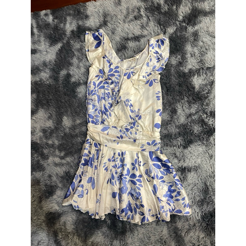 La Feta白色藍花紋無袖洋裝 40號（170/92A)