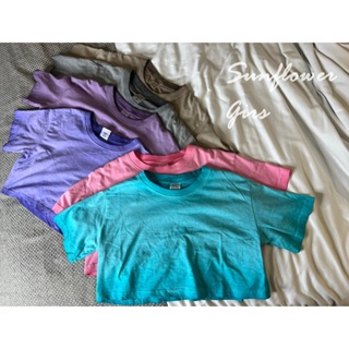 漸層色 短版短袖T-紫色/粉色