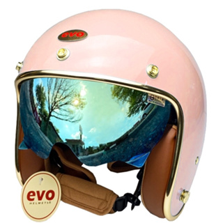 EVO CA312 VENUS+PLUS 杏桃粉 內鏡電鍍 騎士帽 復古安全帽