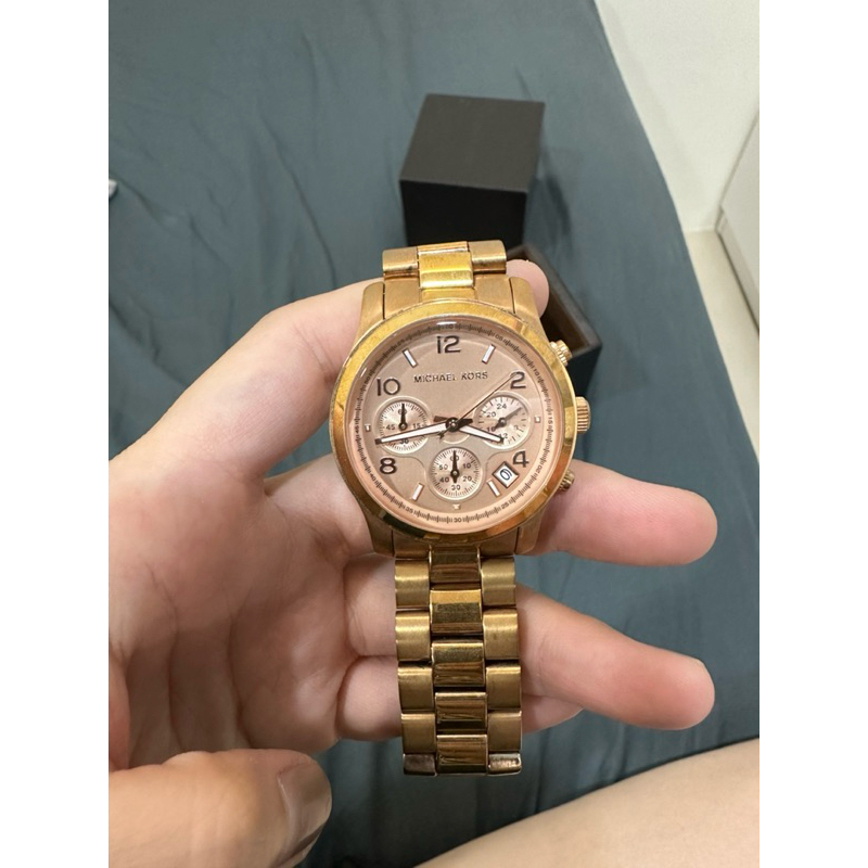 Michael Kors MK5128 玫瑰金三眼手錶 二手（保留）