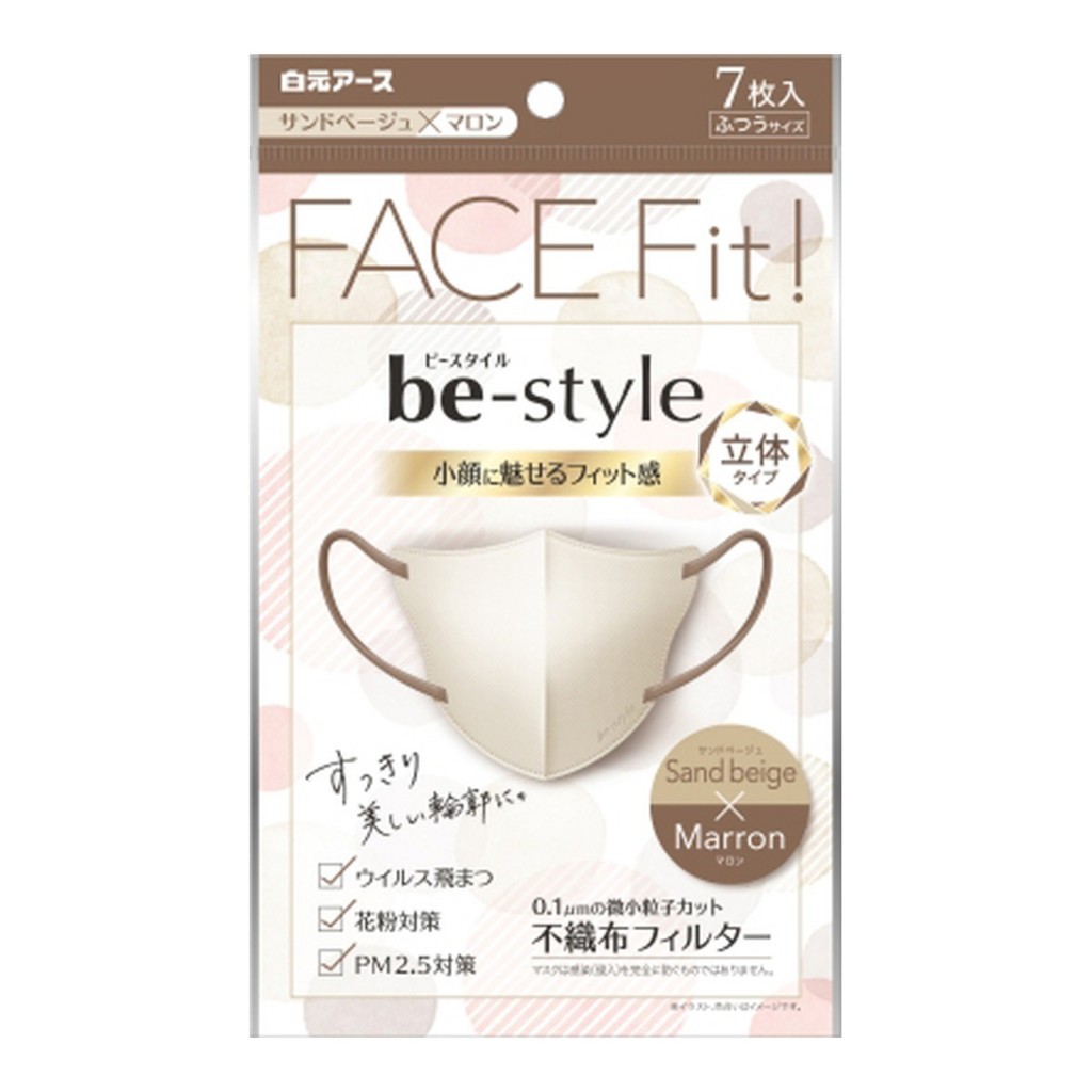 【94iJapan】日本境內販售 白元FACE FIT be-style 小臉 時尚 美型 雙色立體防曬口罩3/5/7枚