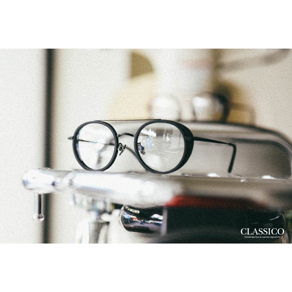 CLASSICO M32 C1 鏡框顏色：黑 眼鏡屋 鈦金屬 復古框 純鈦 文青 膠框 手工眼鏡 金屬眼鏡 手造眼鏡
