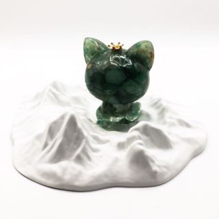 客製化天然水晶招財貓 天然水晶碎石招財貓 水晶樹酯擺件招財貓