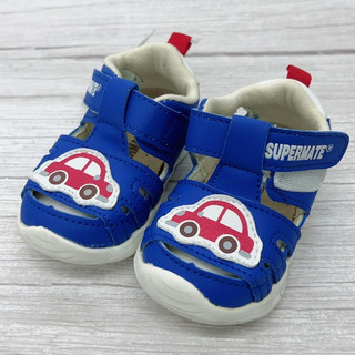 ［出清品］[ 展示品 ]《布布童鞋》BABYVIEW頂級皮質寶藍色小車寶寶護趾涼鞋
