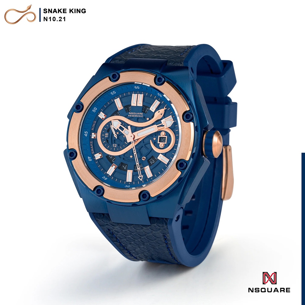 【WANgT】NSQUARE SNAKE KING蛇皇系列 尊爵皇家鈷藍蛇紋機械腕錶 G0471-N10.21