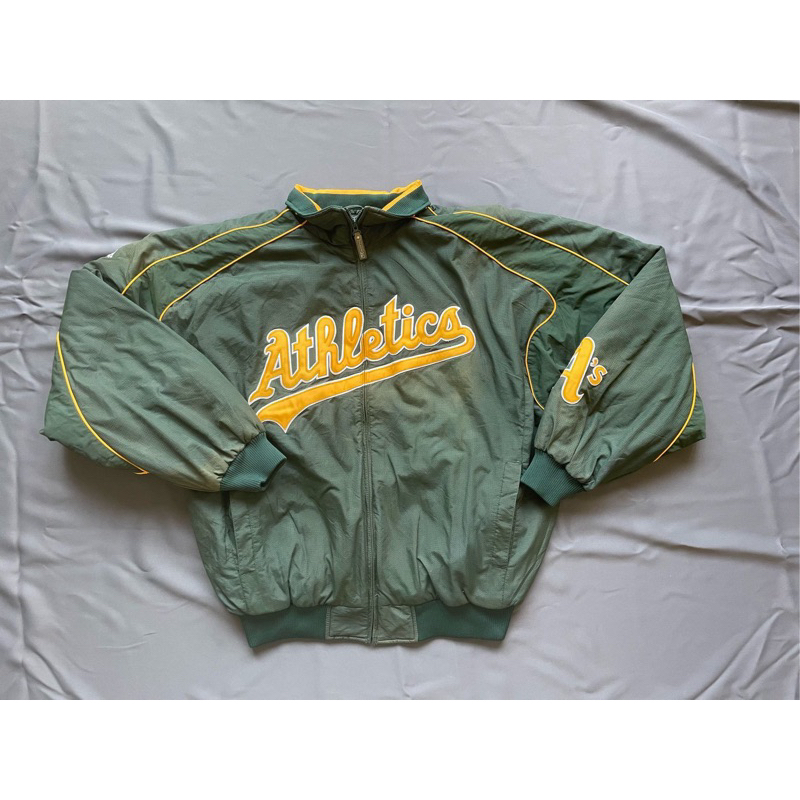 二手古著Vintage早期奧克蘭運動家Oakland Athletics球員版外套 SZ XL