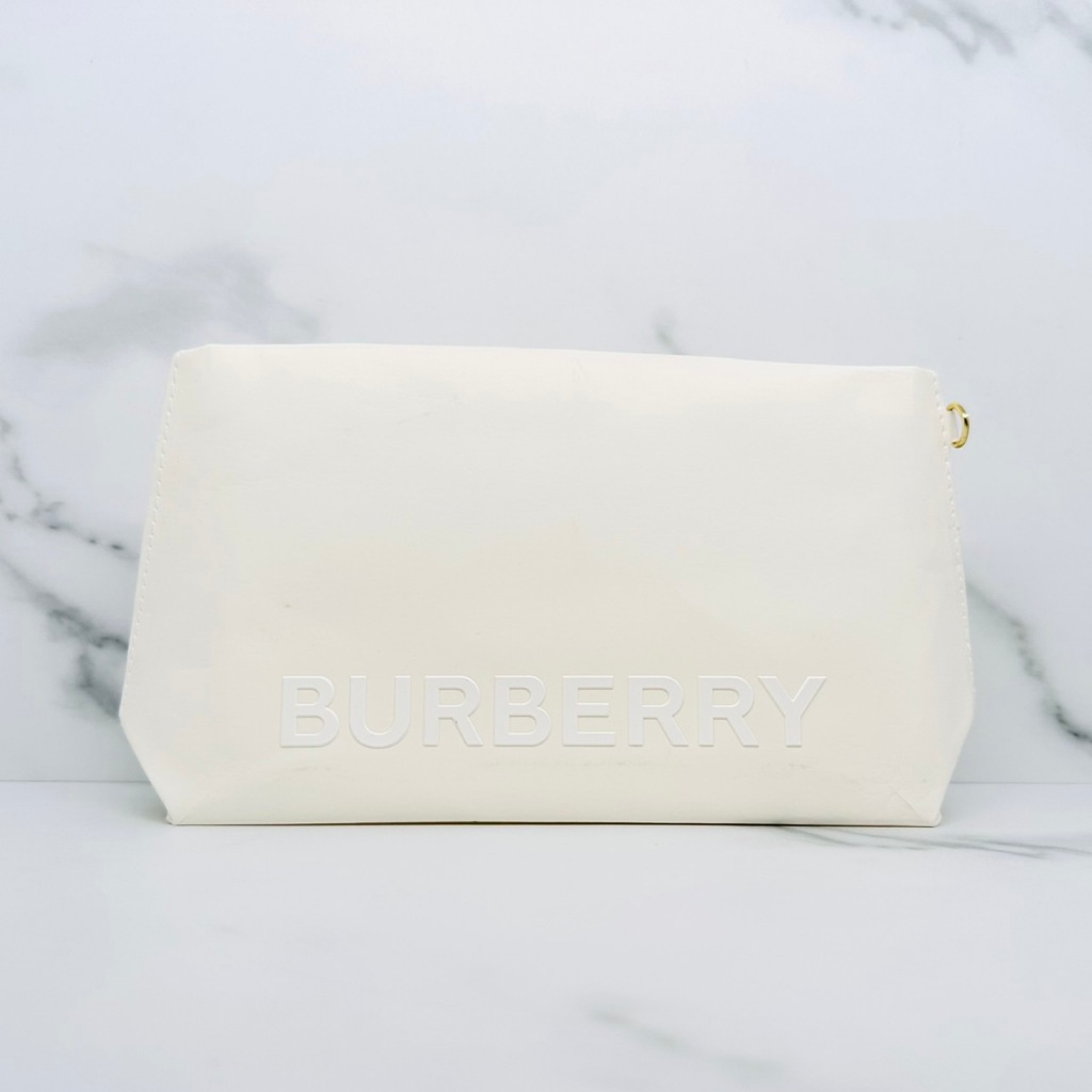 BURBERRY博柏利 時尚白色化妝包 #紫羅香水