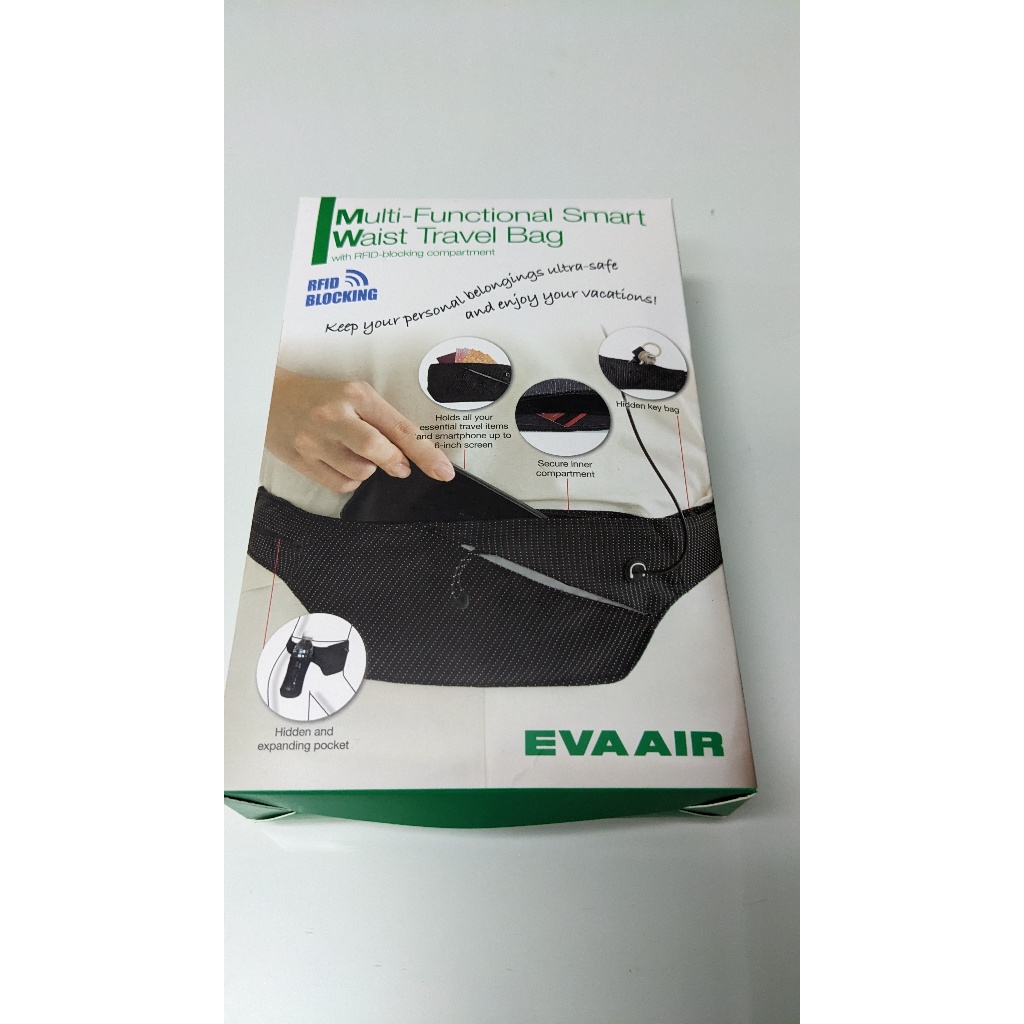 全新  長榮航空 EVA AIR 聯名 瑞士TRAVELMALL 運動 / 防盜 / 多用途旅行腰包