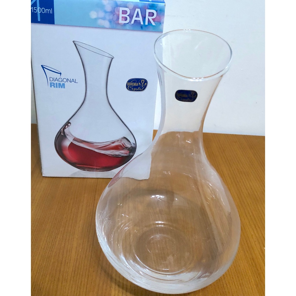 BOHEMIA Bar DIAGONAL RIM DECANTER 1.5L 玻璃無柄斜口大肚紅酒醒酒壺 醒酒瓶 分酒器