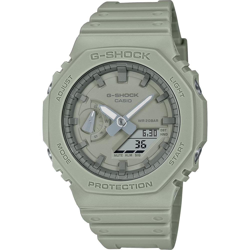 CASIO 卡西歐 G-SHOCK 八角 農家橡樹 大自然色系雙顯電子腕錶 (GA-2100NC-3A)