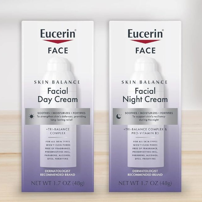 美國 Eucerin Skin Balance Day Cream Night Cream 敏感肌 保濕 乳液 無香