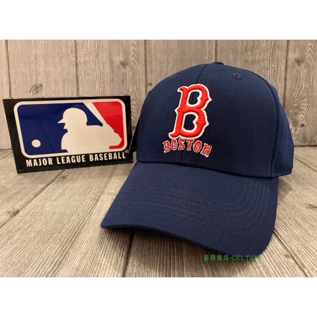 塞爾提克~MLB 美國大聯盟 帽子 REDSOX 紅襪隊 可調式 棒球帽 老帽 鴨舌帽 運動帽 立體電繡標-深藍色