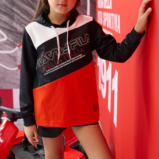 【FILA】KIDS 孩童款 吸濕排汗 連帽上衣-橘色 1TEW-8438-OR