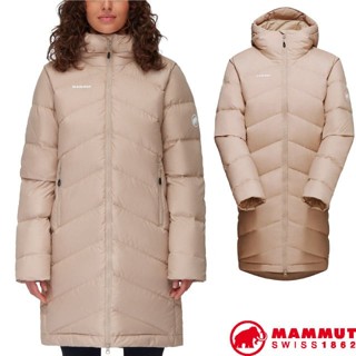 【MAMMUT 長毛象】女 Fedoz IN Hooded 保暖防風防潑 連帽長版羽絨外套 雪衣 薩凡納褐 02090