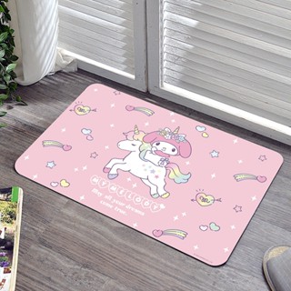 Fancy Belle 軟式珪藻土地墊60x39cm+大容量洗衣袋1入 美樂蒂夢幻獨角獸 三麗鷗 格蕾寢飾 (超值組合