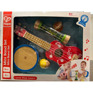 兒童木製玩具組 德國Hape （律動鈴鼓、響板、搖鈴、雨聲筒、烏克麗麗 ）小小音樂家，迷你樂園套組