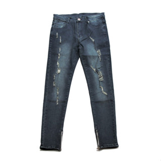 PUNX DENIM 彈性水洗破壞拉鍊牛仔褲【 PUNX 】