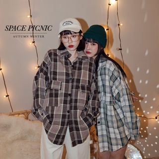 [明天出貨] Space Picnic｜編織格紋寬鬆襯衫-2色(現貨)【C23101023】
