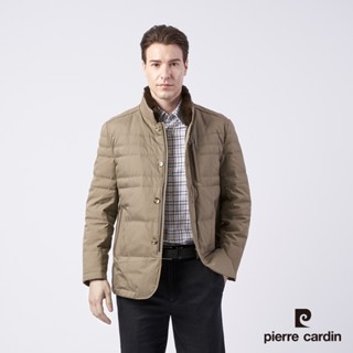 【pierre cardin皮爾卡登】男款 進口素材 獺兔毛立領羽絨外套-卡其色 (5185704-82)