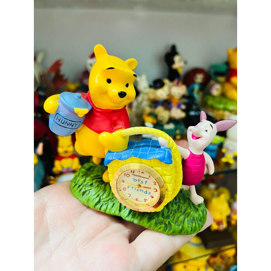 迪士尼 小熊維尼 小豬 時鐘 造型 維尼 蜂蜜罐 野餐籃 日本 絕版 擺飾 公仔