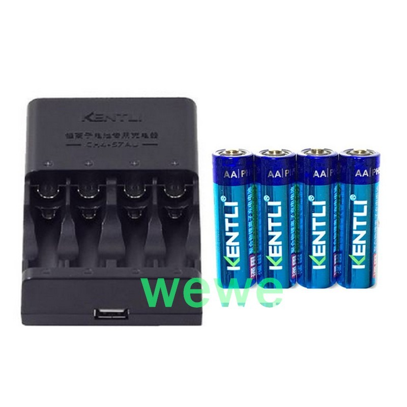 超耐久 KENTLI 金特力 1.5V充電電池 3號4顆 +2用充電器 閃光燈無線麥克風