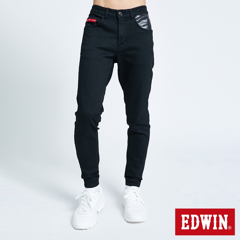 EDWIN EDGE 印花口袋錐形牛仔褲(黑色)-男款