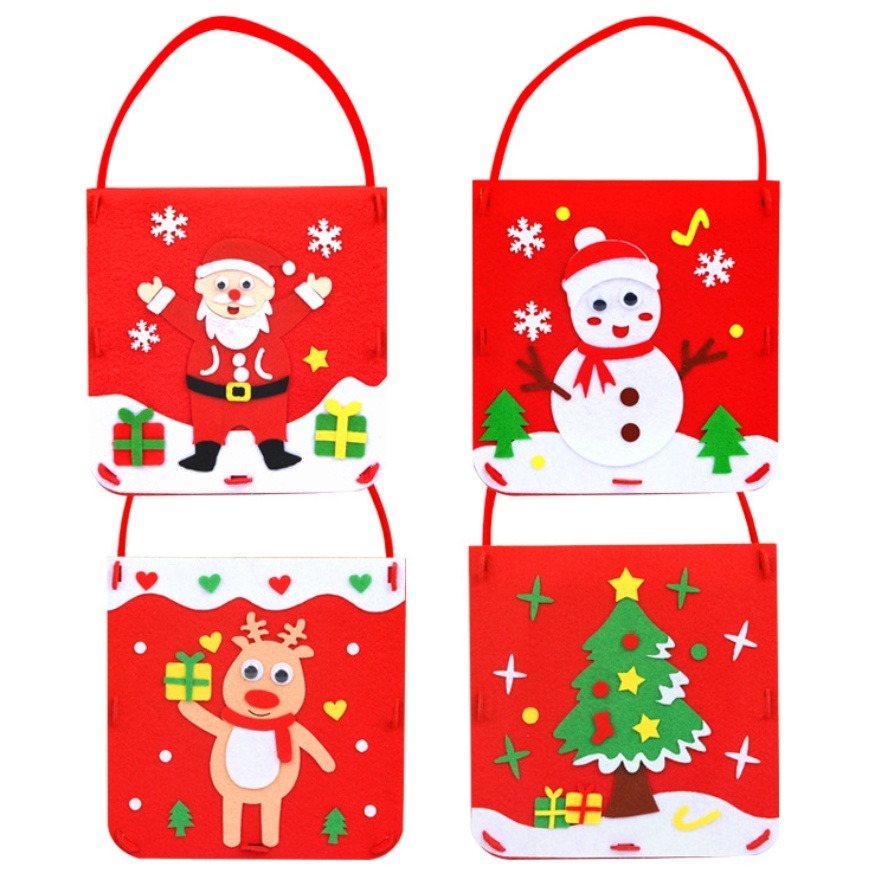 聖誕節 DIY聖誕包包 手作材料包 斜背包 聖誕包 聖誕老人 麋鹿 企鵝 不織布 益智 美勞 幼兒園