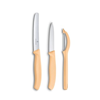 [福利品]【VICTORINOX 瑞士維氏】三件裝削皮刀及削皮器組合/馬卡龍橘 6.7116.31L92