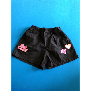 韓版韓系 童裝 女童女生女孩兒童小孩 刺繡愛心鑽石圖案造型短褲 黑色 褲子 夏裝 春夏季衣服 全新現貨