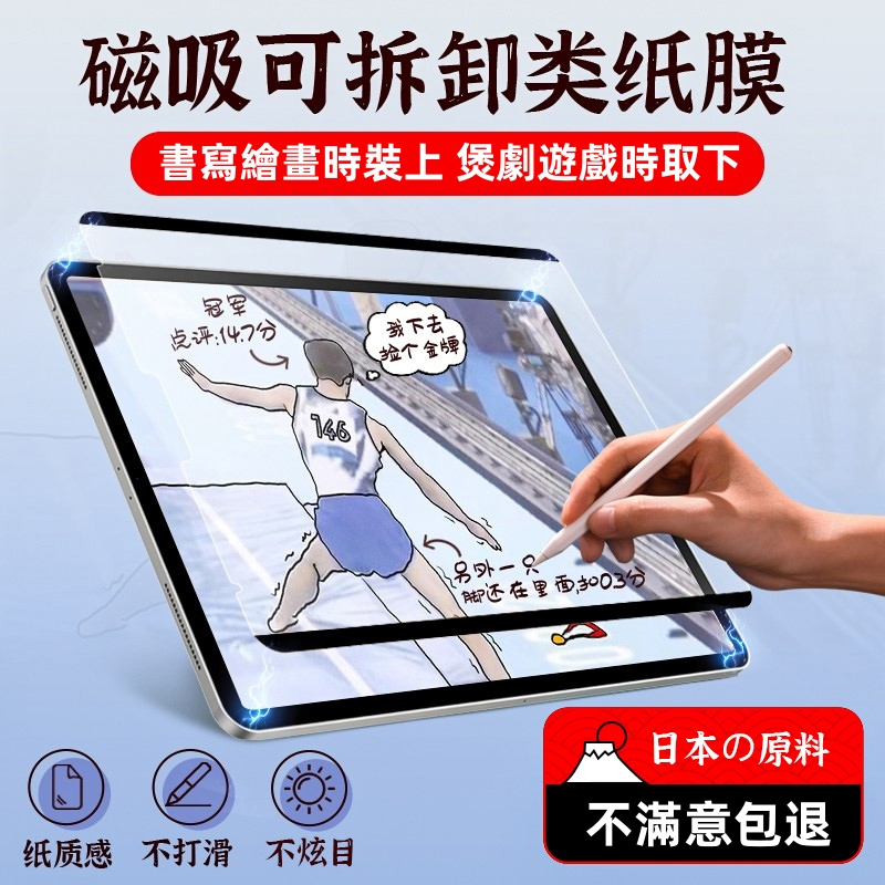 磁吸式 類紙膜 手寫繪畫適用iPad Air4 Air5 mini5 mini6 ipad 10 9 8 保護貼 保護膜