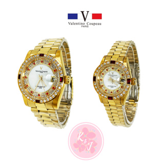 【valentino coupeau 范倫鐵諾】 V12171KA白全鑽 不銹鋼 防水手錶 情侶錶 男女錶 對錶 原廠貨