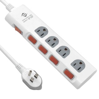 Weitien威電 CK-3541-6 3孔5開4座掛孔 加大間距電腦線延長線 6尺(平貼 拉環 插頭 好拔) 臺灣製造