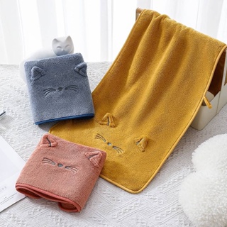 台灣現貨 珊瑚絨可掛式貓咪刺繡造型毛巾 強力吸水 大浴巾