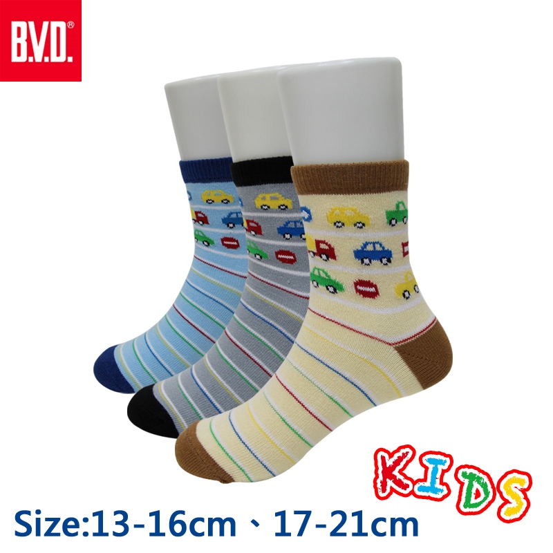 【BVD】汽車條紋1/2童襪-B325.B326 短襪