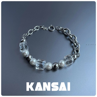 KANSAI 方型水晶珍珠手鍊 經典小眾 獨家招牌款