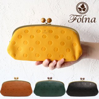♪もも醤日貨♪ 預購🎈 日本製 Folna 牛皮圓點珠扣長夾 送禮盒裝