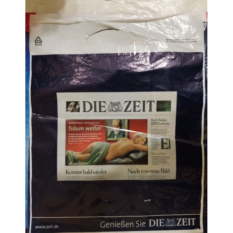 二手 紀念 收藏 從德國帶回雙面設計DIE ZEIT  購物袋 塑膠袋 手提袋